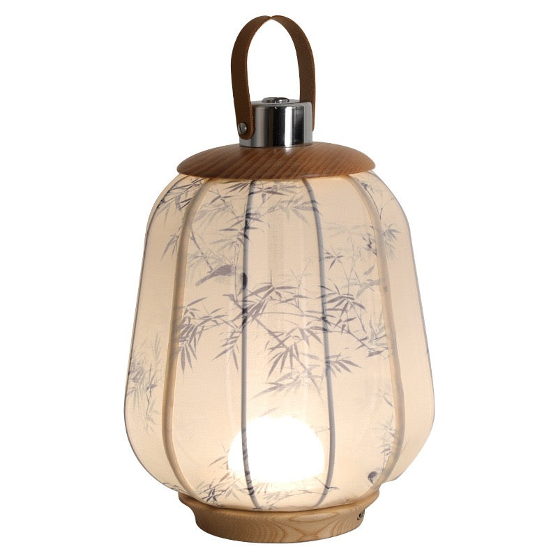 Mid-Century & New Chinese Style Fabric Table Lamp – Retro Bedside Atmosphere Lamp with Handles