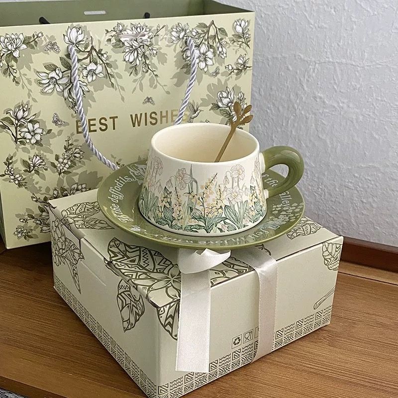 Lily of the Valley Ceramic Mug & Saucer Set – Premium Gift Box