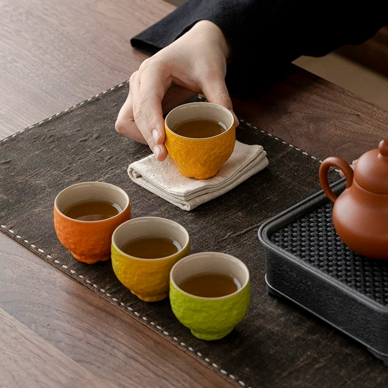 “Good Fortune” Mandarin Orange Ceramic Teacup – Premium Gift Box