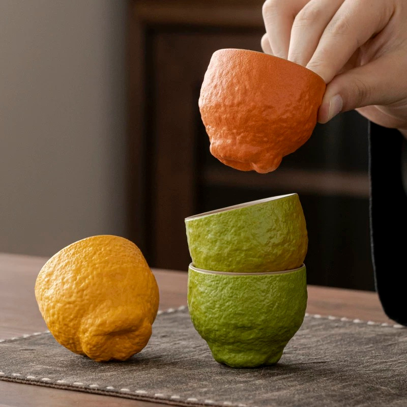 “Good Fortune” Mandarin Orange Ceramic Teacup – Premium Gift Box