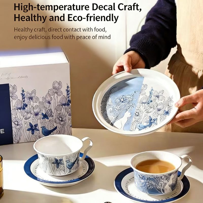 Sheli Blue & White Porcelain Coffee Cup & Saucer Set – Elegant Chinese Ceramic Gift