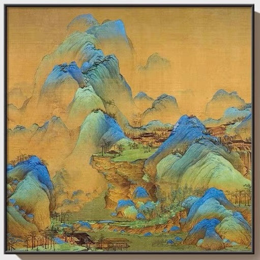 “Thousand Miles of Mountains” Zen Landscape Wall Art – New Chinese Aesthetic Decor(50*50cm)