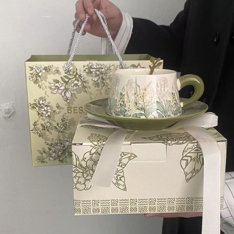 Lily of the Valley Ceramic Mug & Saucer Set – Premium Gift Box