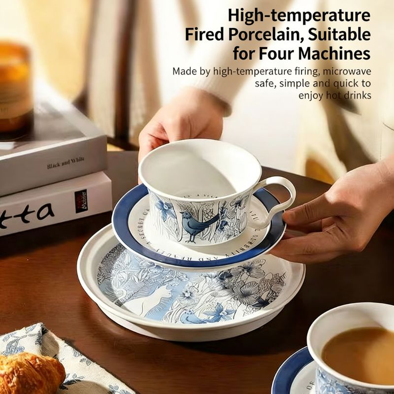 Sheli Blue & White Porcelain Coffee Cup & Saucer Set – Elegant Chinese Ceramic Gift