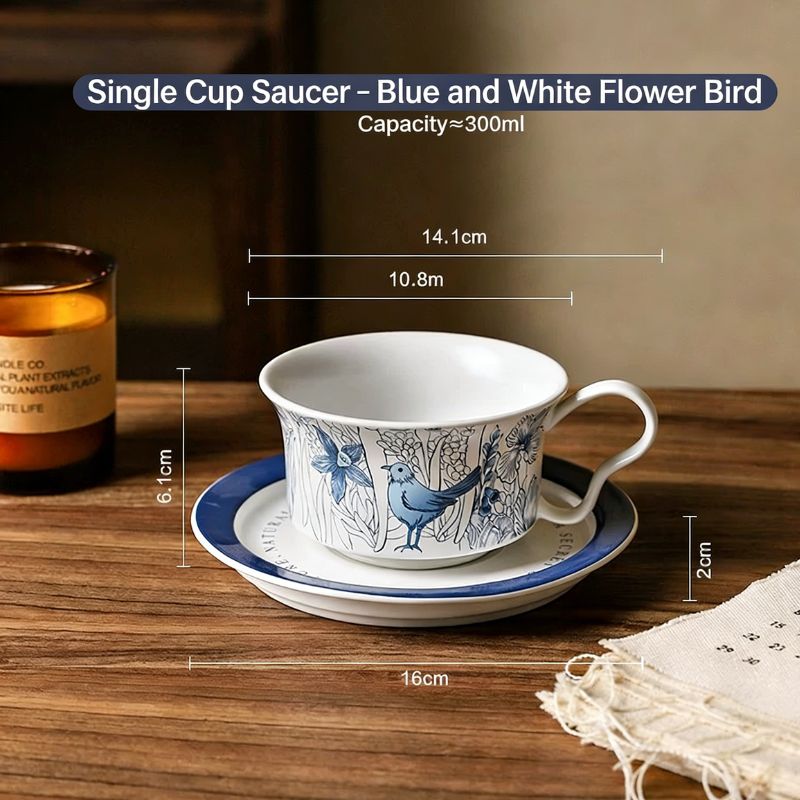 Sheli Blue & White Porcelain Coffee Cup & Saucer Set – Elegant Chinese Ceramic Gift