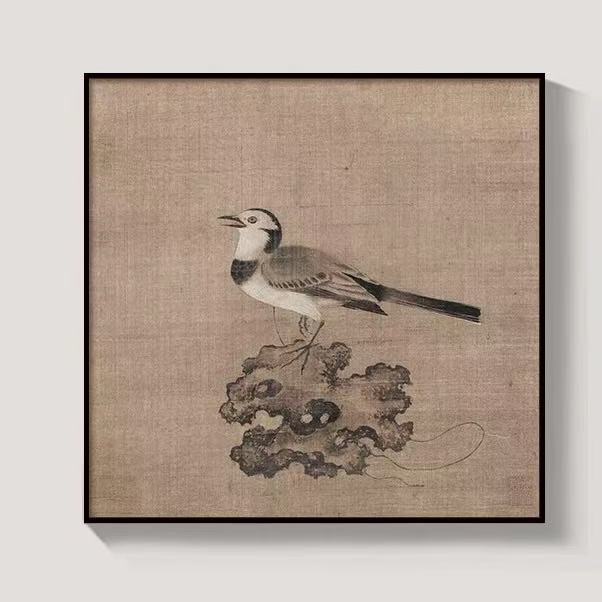 New Chinese Floral & Bird Wall Art – Timeless Elegance for Tea Rooms and Living Spaces(50*50cm)