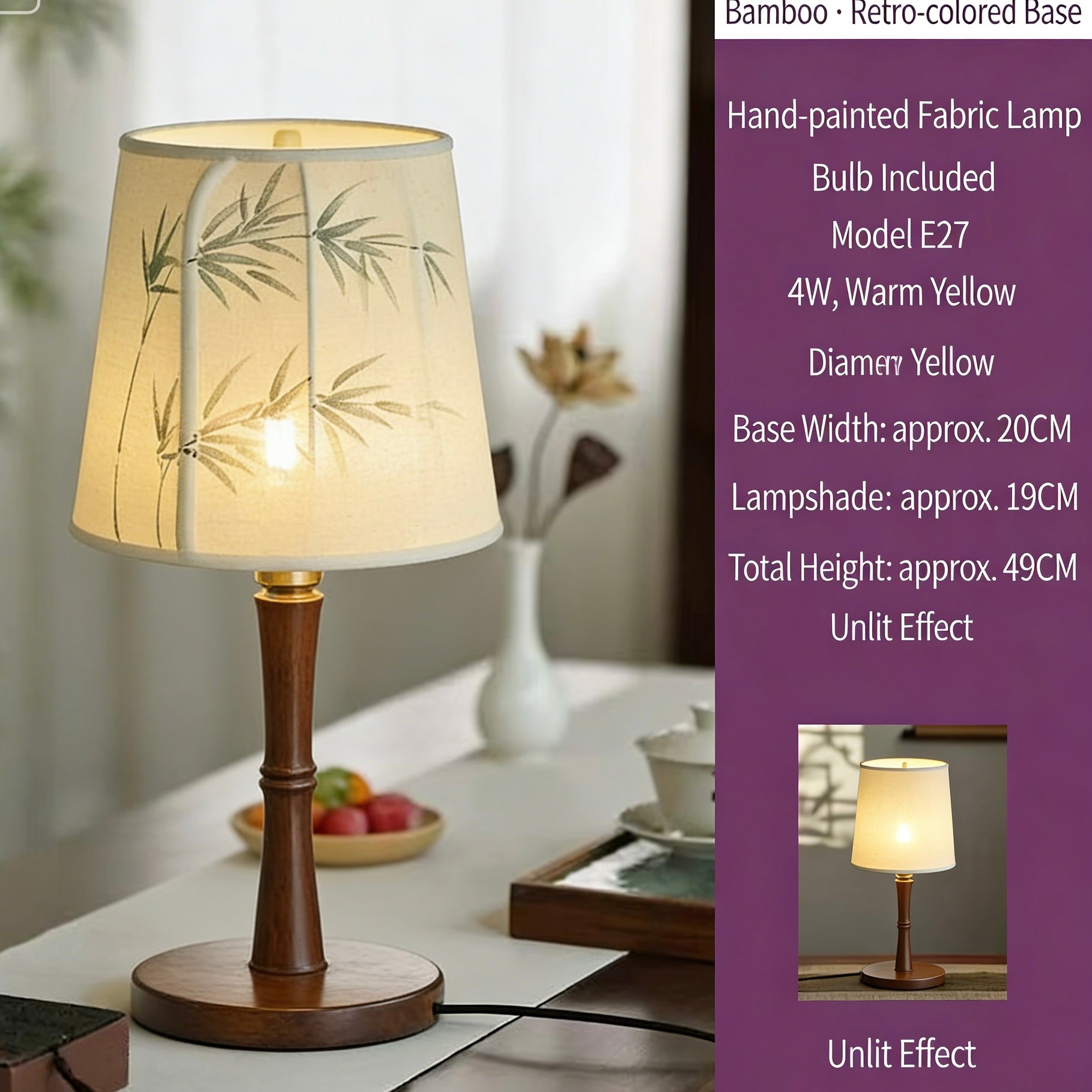 YiLi Retro New Chinese Style Solid Wood Table Lamp – Zen & Wabi-Sabi Bedside Atmosphere Light
