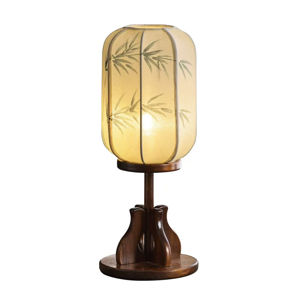 YiLi Retro New Chinese Style Solid Wood Table Lamp – Zen & Wabi-Sabi Bedside Atmosphere Light