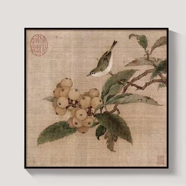 New Chinese Floral & Bird Wall Art – Timeless Elegance for Tea Rooms and Living Spaces(50*50cm)