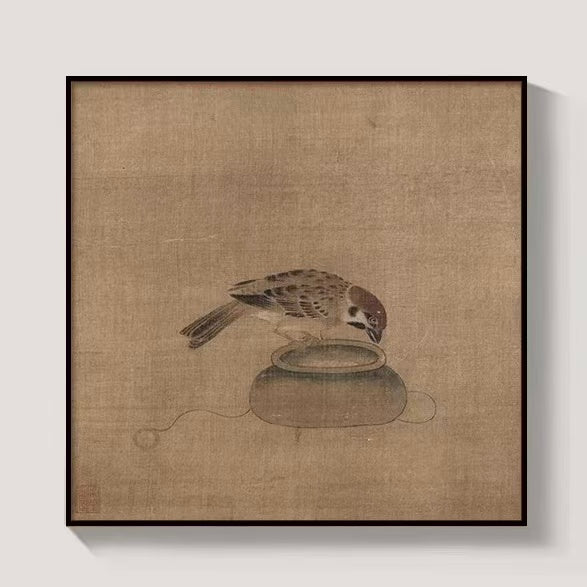 New Chinese Floral & Bird Wall Art – Timeless Elegance for Tea Rooms and Living Spaces(50*50cm)